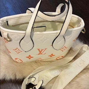 Louis Vuitton Neverfull BB size in white and orange